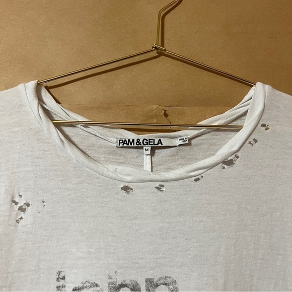 Pam & Gela | Beatles Name List Graphic Band Tee Distressed T-Shirt White Size M - Picture 4 of 12